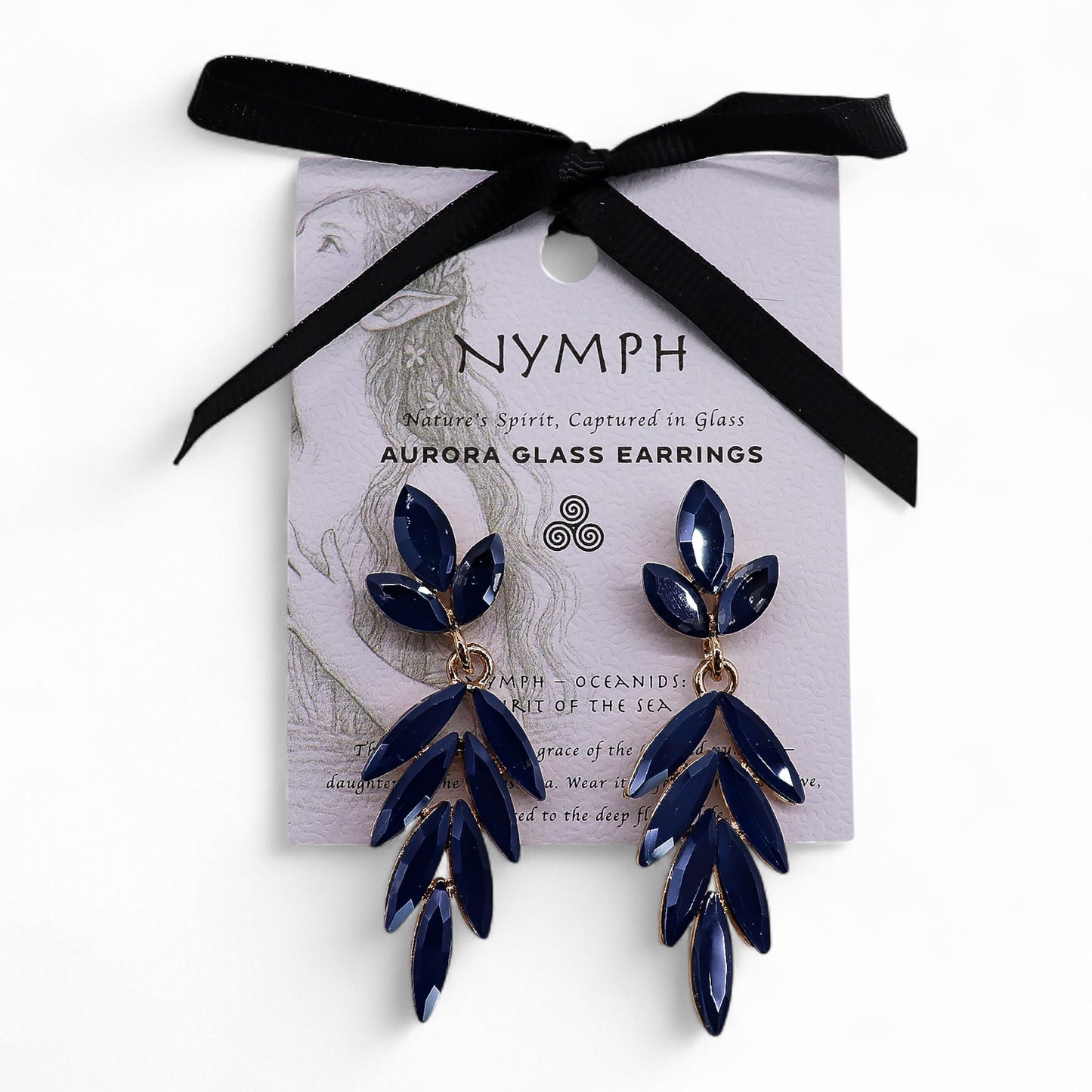 Nymph Aurora Glass Earrings - Navy