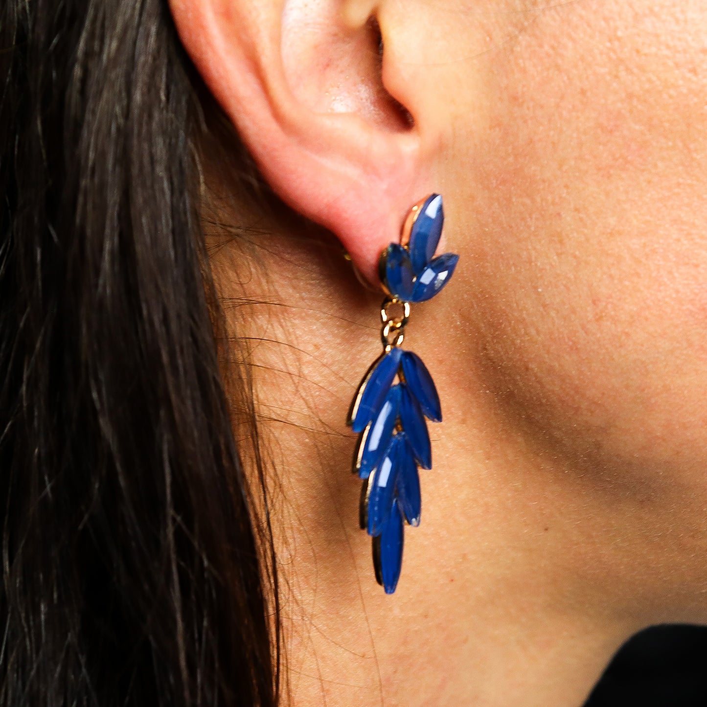 Nymph Aurora Glass Earrings - Navy