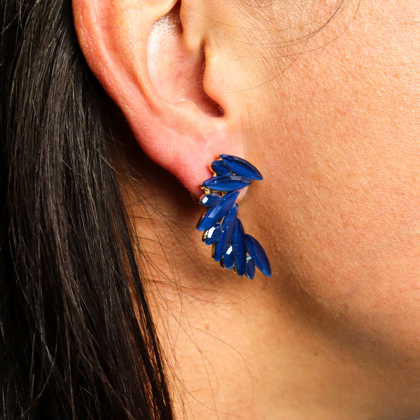 Nymph Aurora Glass Earrings - Navy