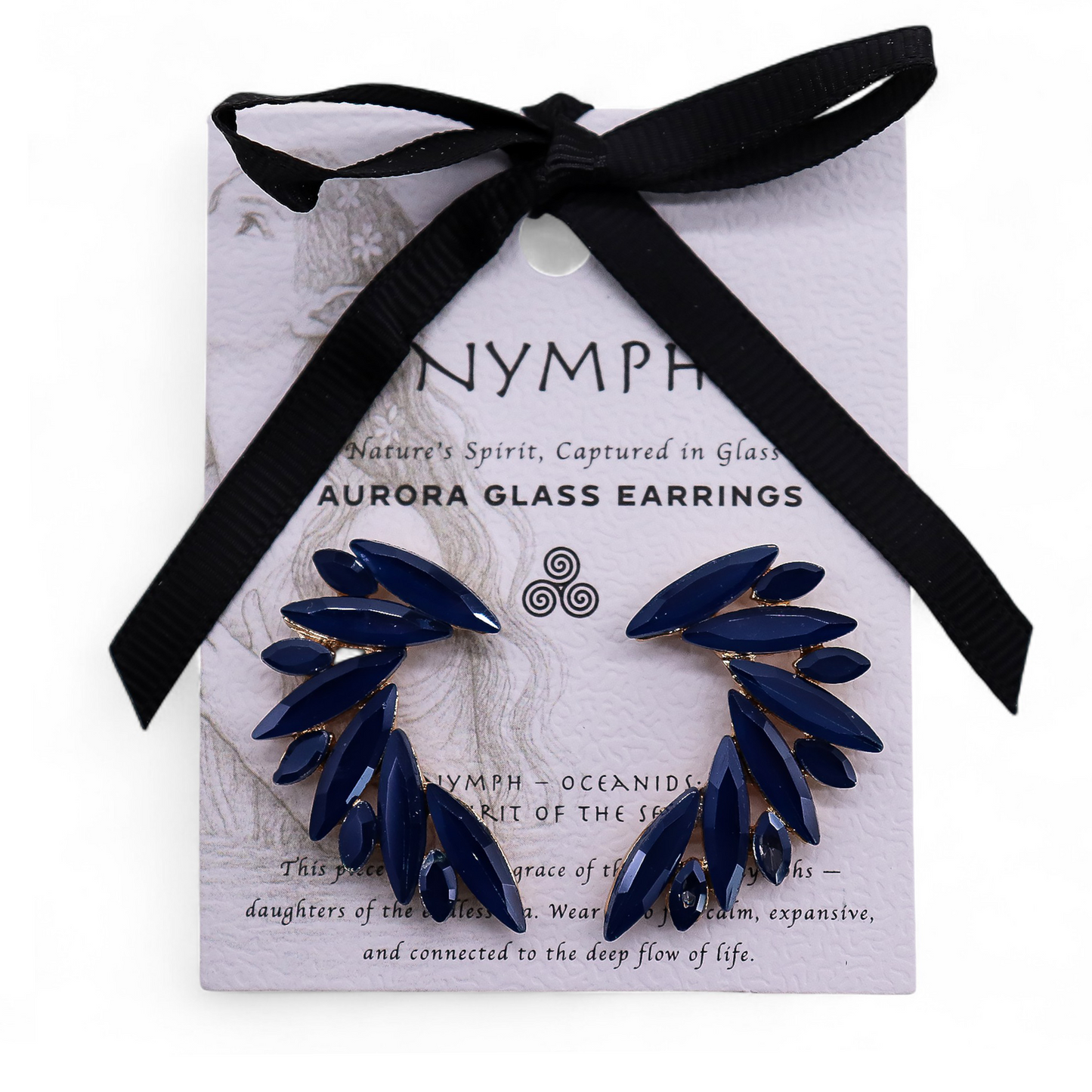 Nymph Aurora Glass Earrings - Navy
