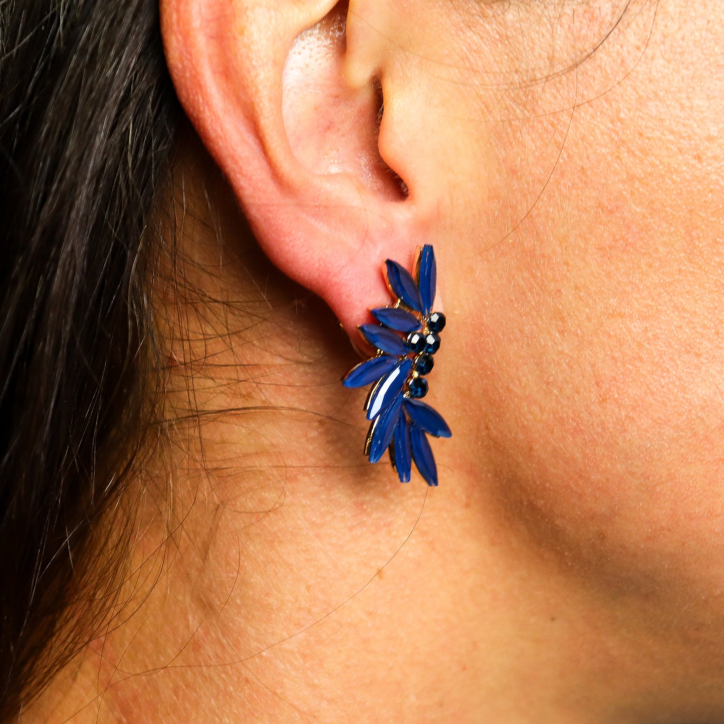Nymph Aurora Glass Earrings - Navy