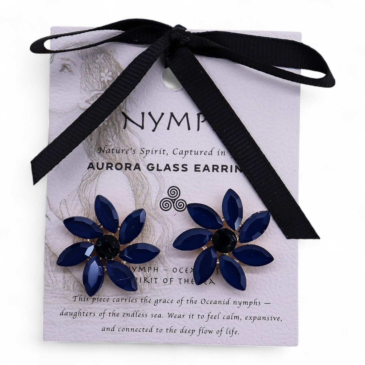 Nymph Aurora Glass Earrings - Navy
