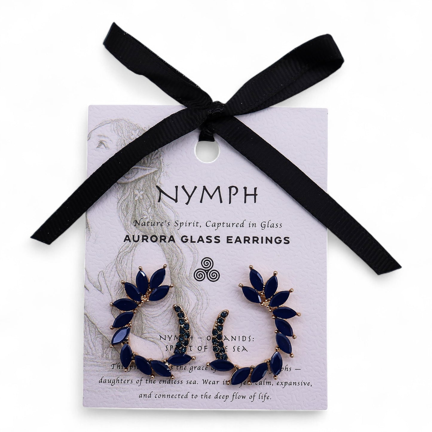 Nymph Aurora Glass Earrings - Navy
