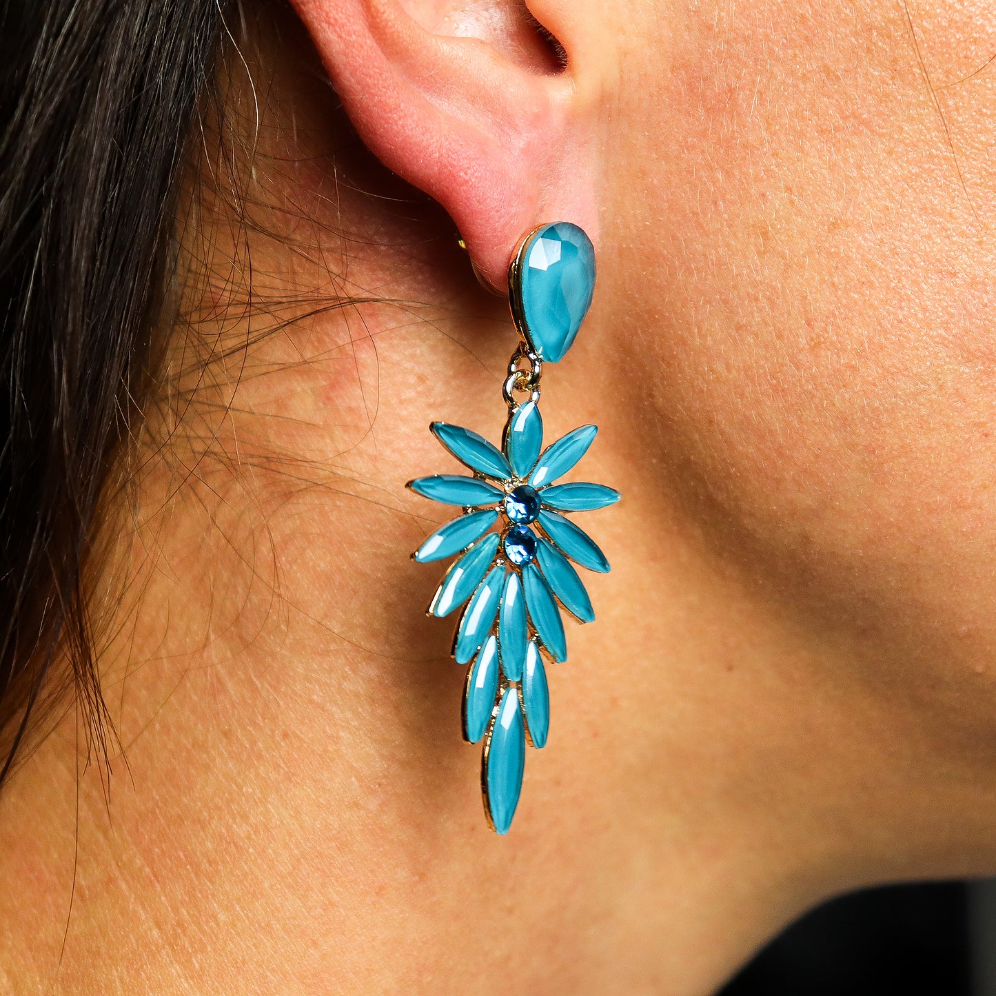 Nymph Aurora Glass Earrings - Teal