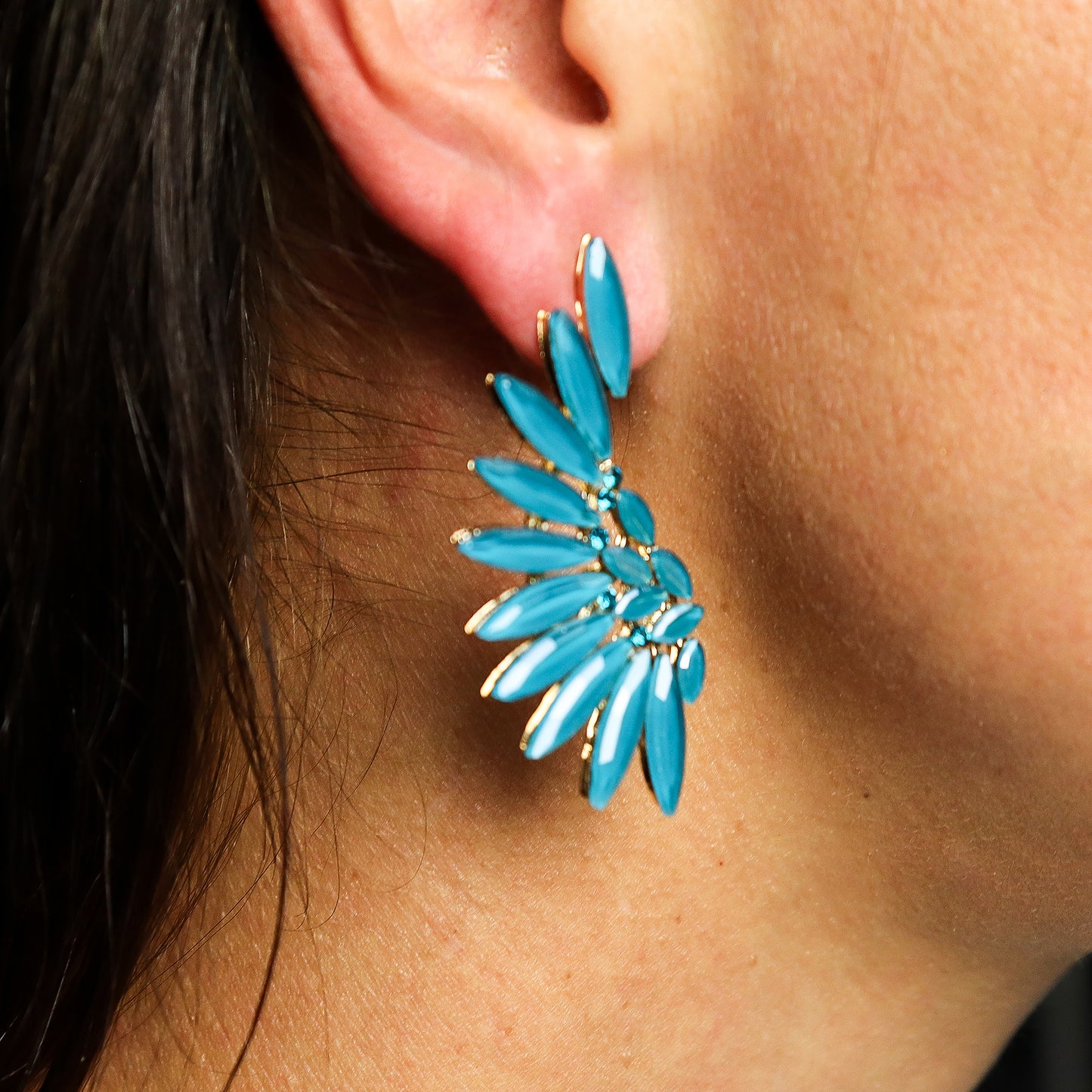 Nymph Aurora Glass Earrings - Teal