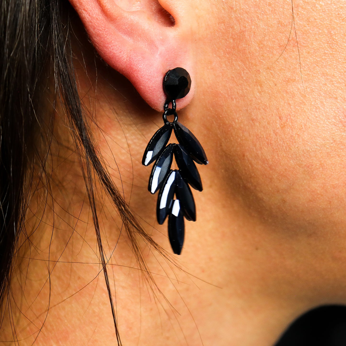 Nymph Aurora Glass Earrings - Jet Black