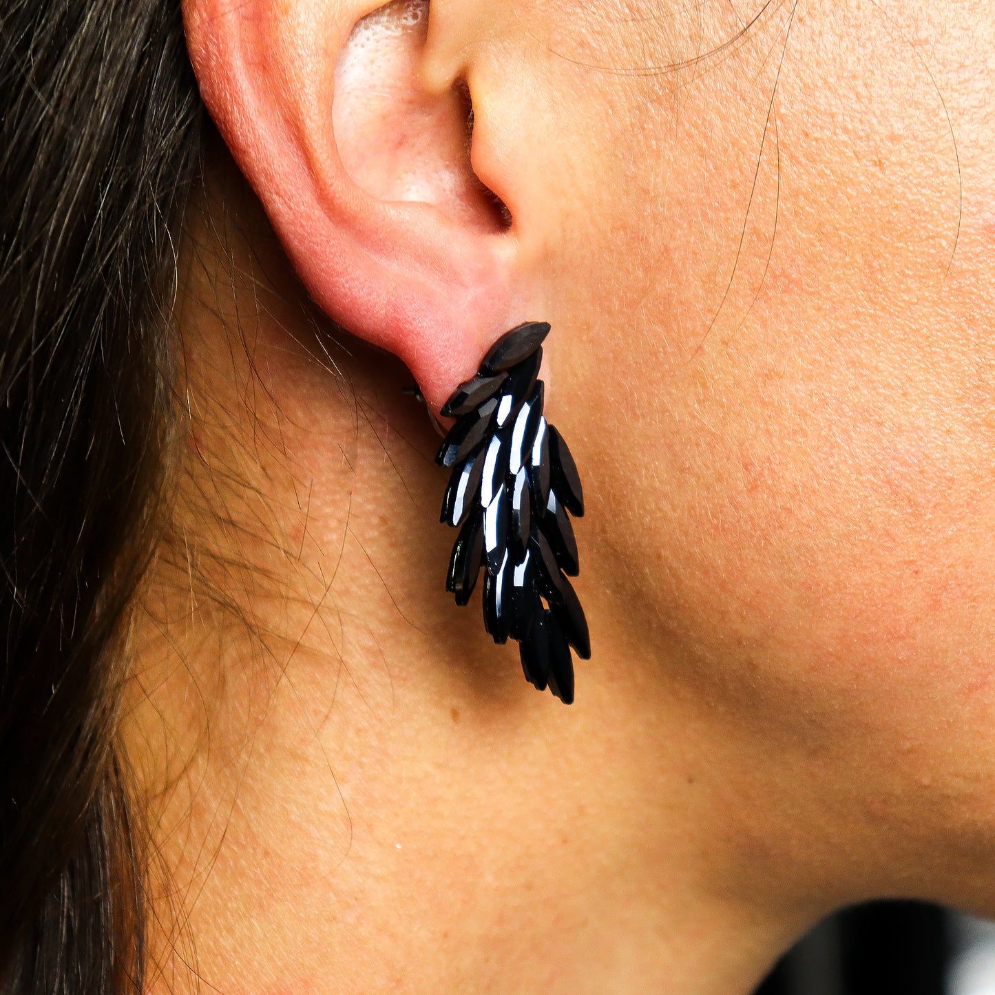 Nymph Aurora Glass Earrings - Jet Black