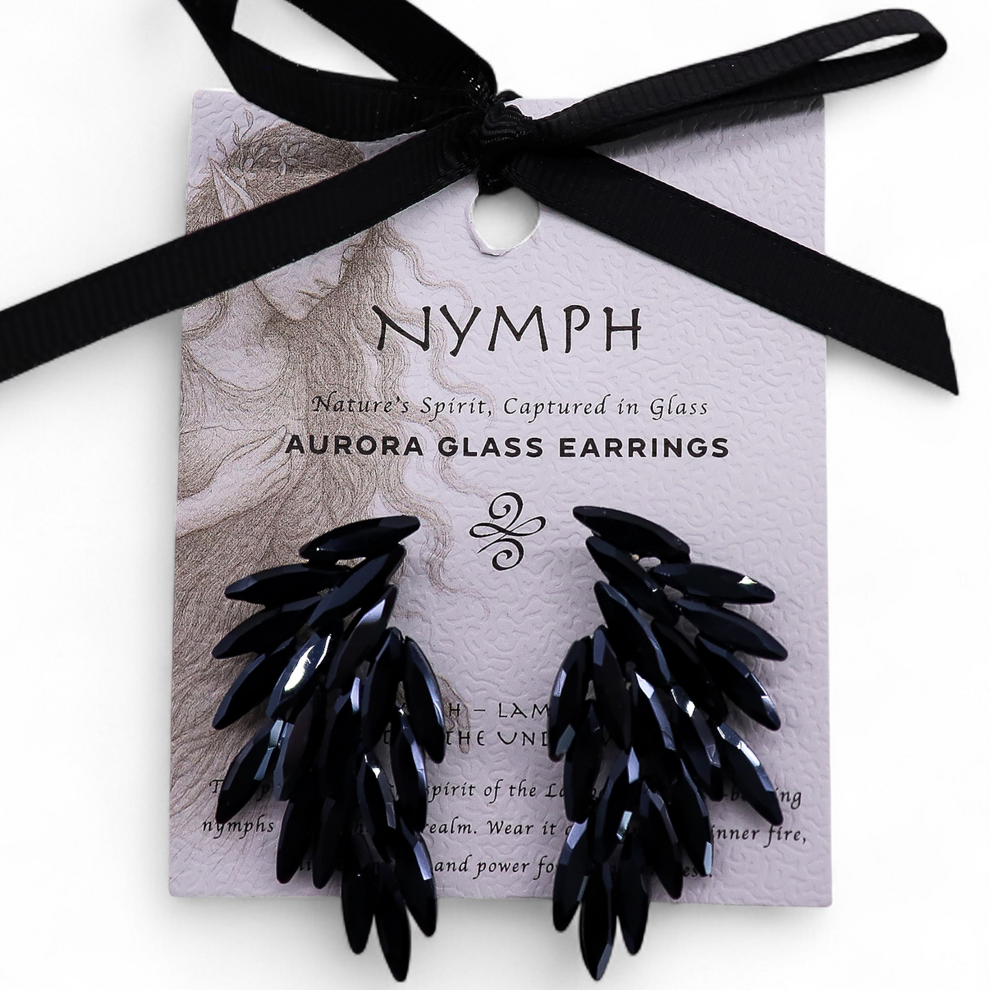Nymph Aurora Glass Earrings - Jet Black
