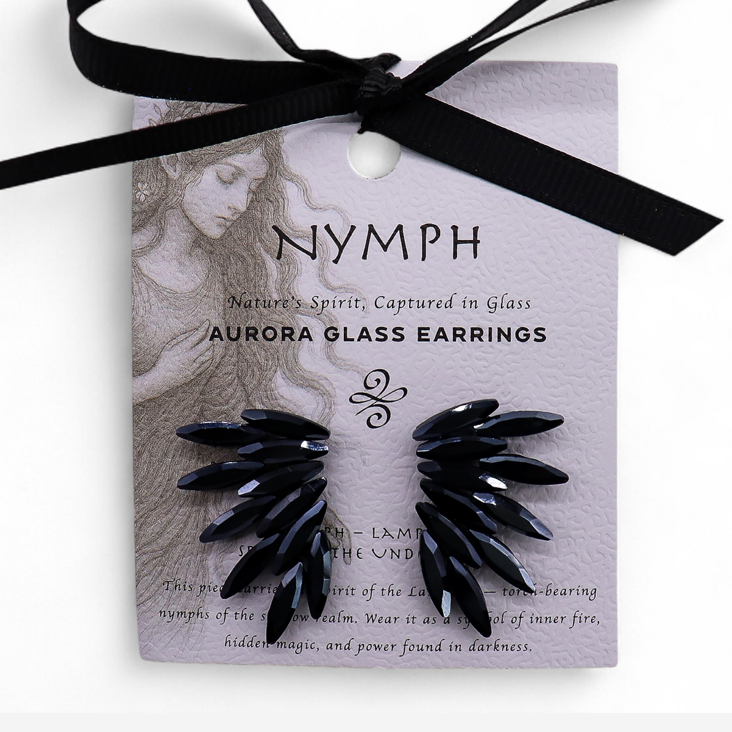 Nymph Aurora Glass Earrings - Jet Black