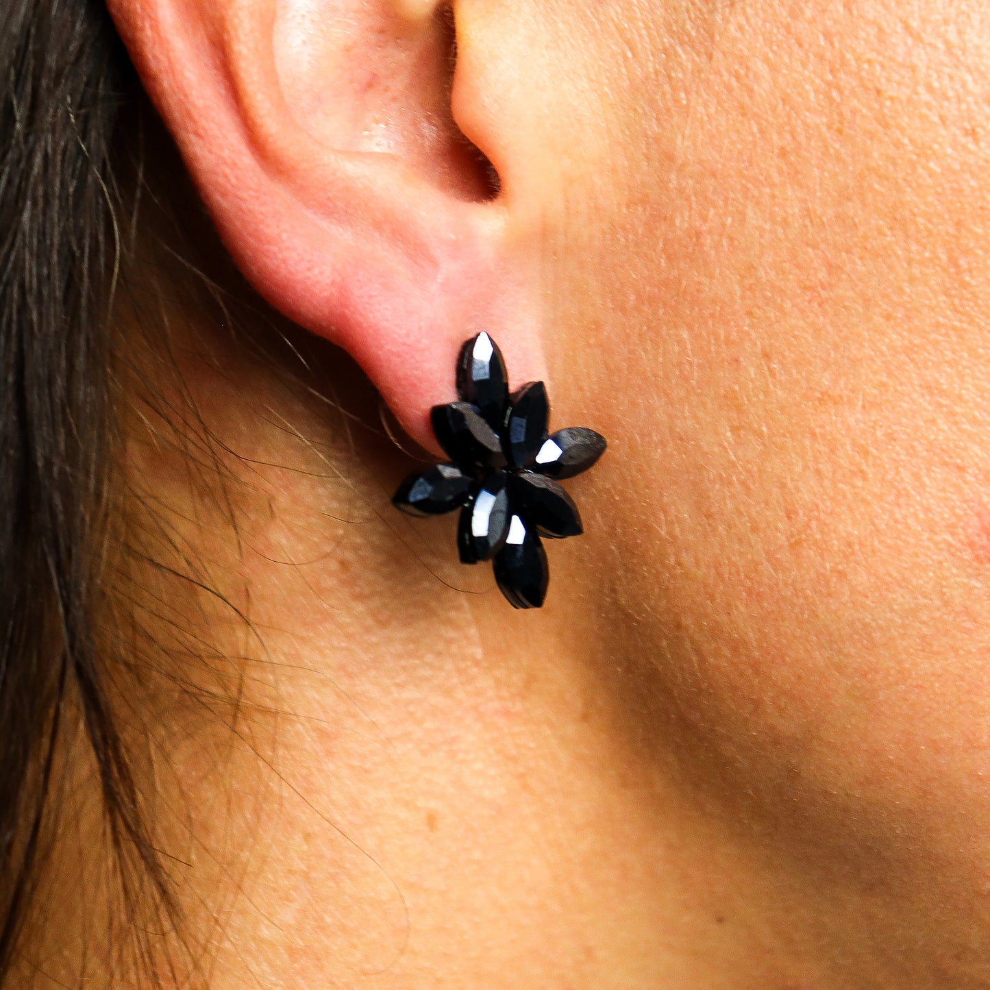 Nymph Aurora Glass Earrings - Jet Black