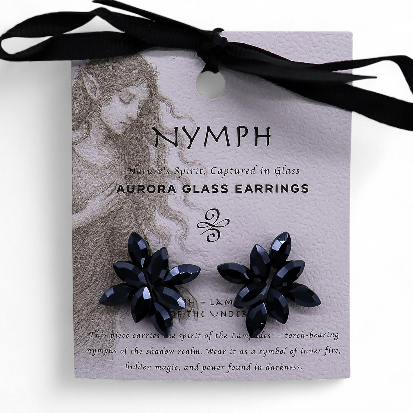 Nymph Aurora Glass Earrings - Jet Black