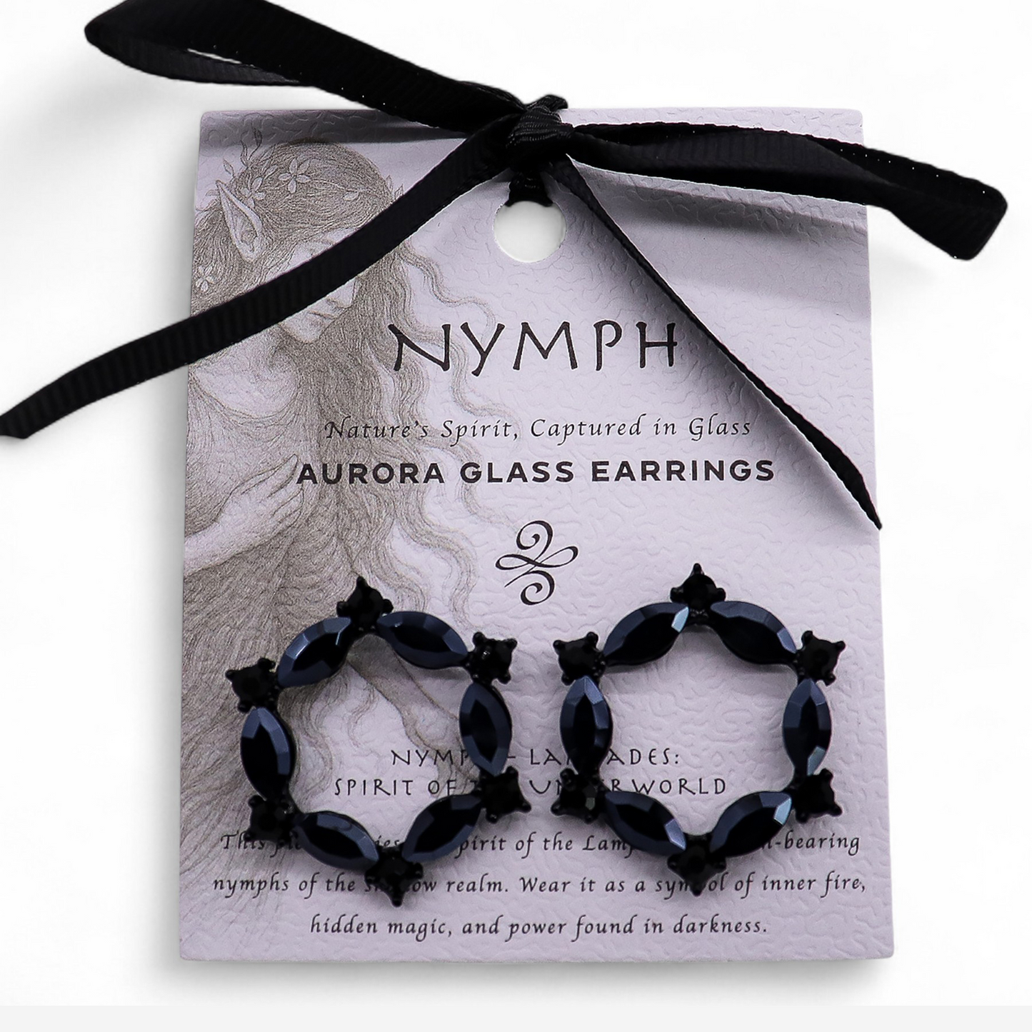 Nymph Aurora Glass Earrings - Jet Black