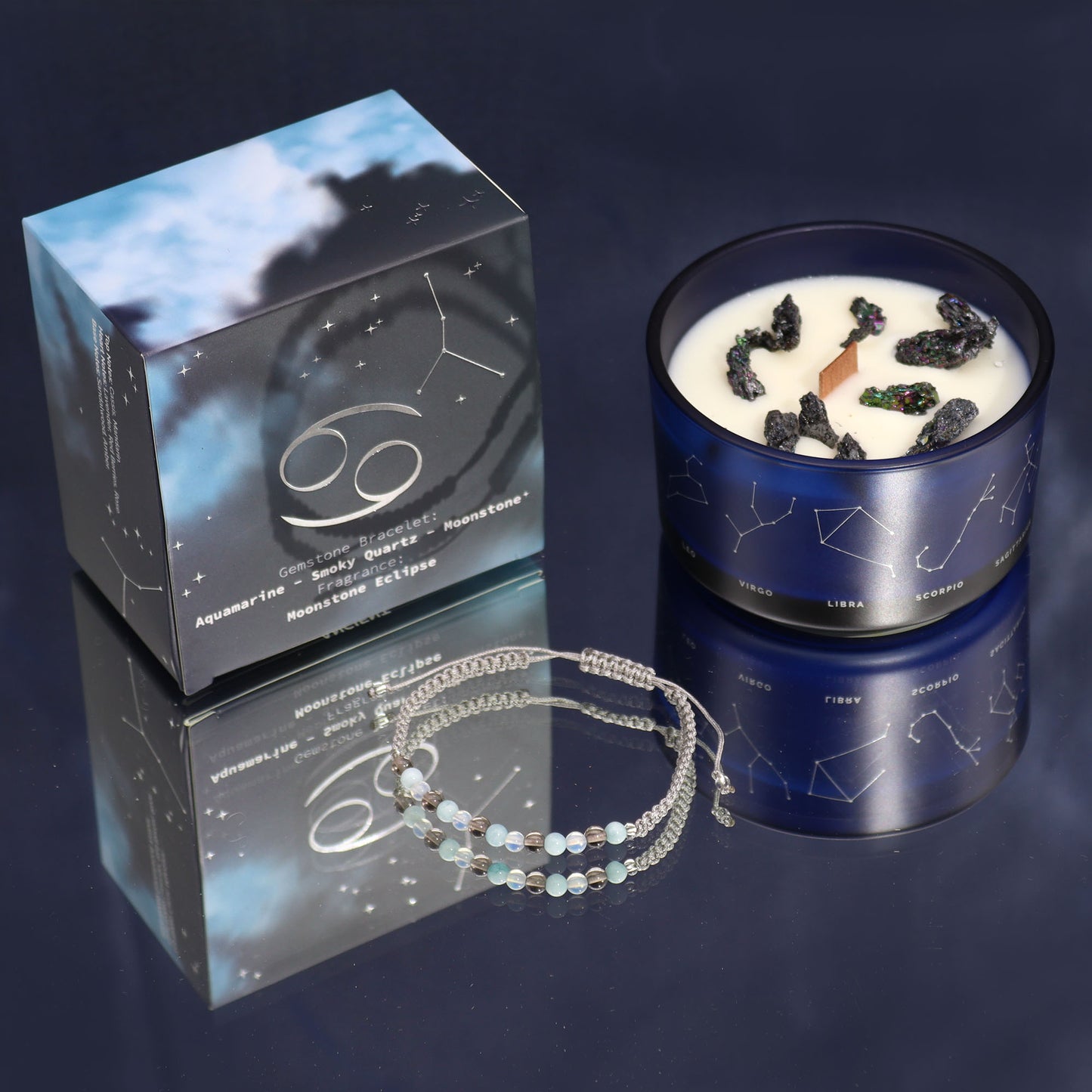 Zodiac Crystal Candles with Gemstone Bracelet