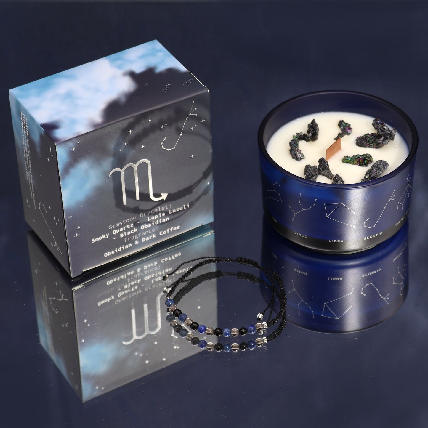 Zodiac Crystal Candles with Gemstone Bracelet